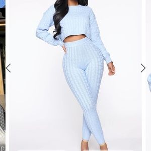 Fashion Nova Winter Blue Knitted Set